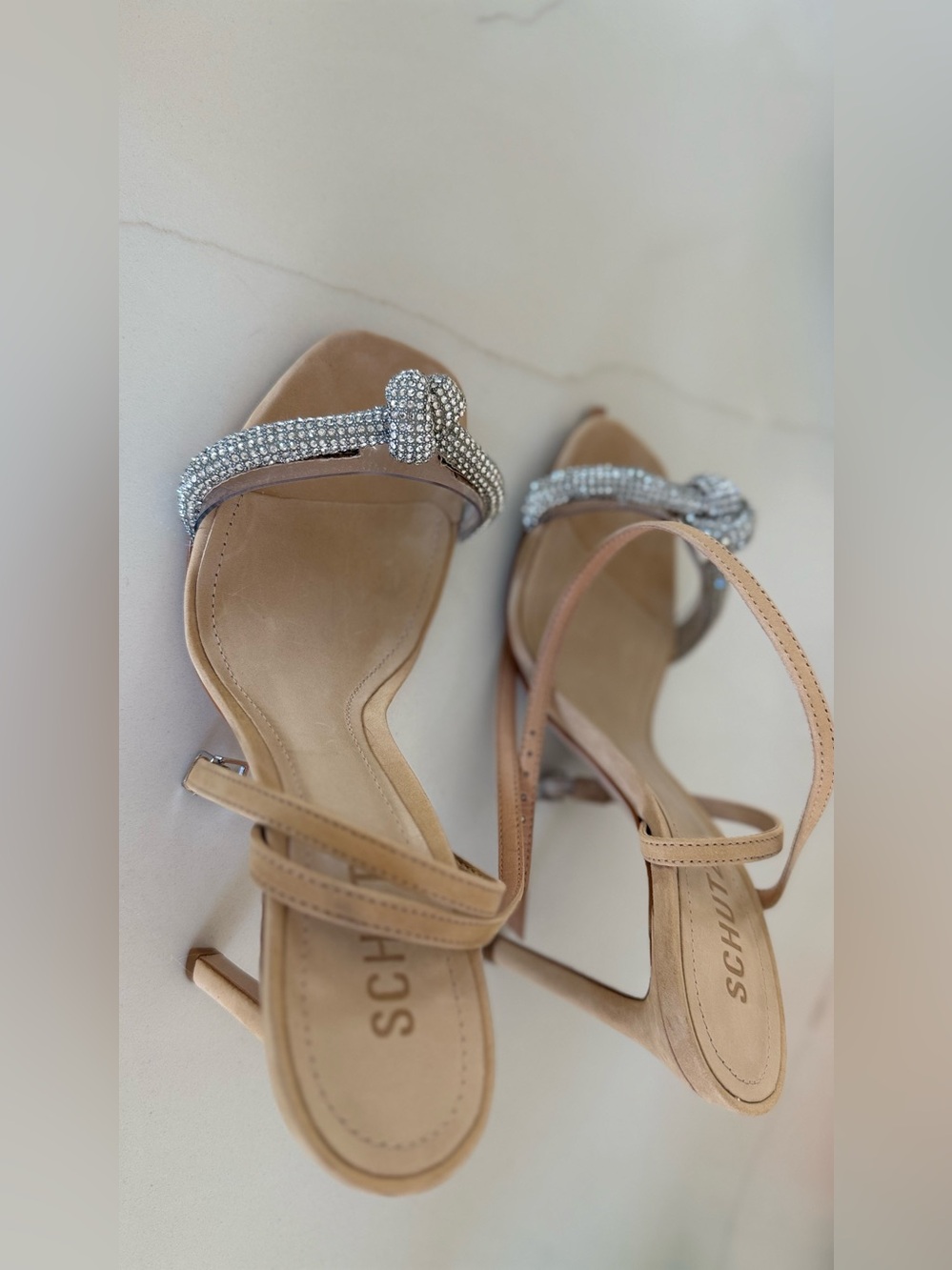 Schutz peeky nubuck & vinyl sandal 7.5